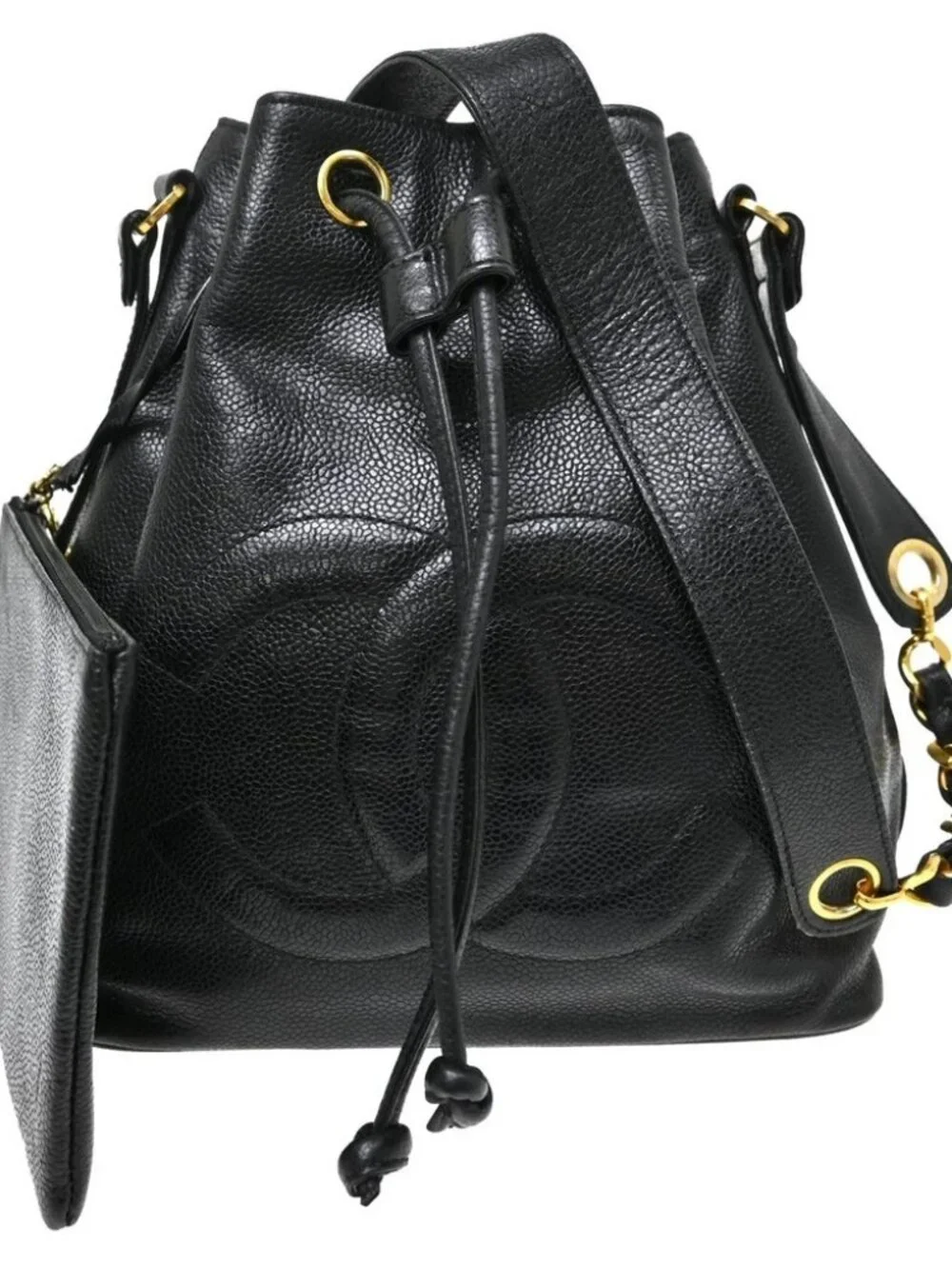 Chanel Black Calfskin Drawstring Shoulder Bag